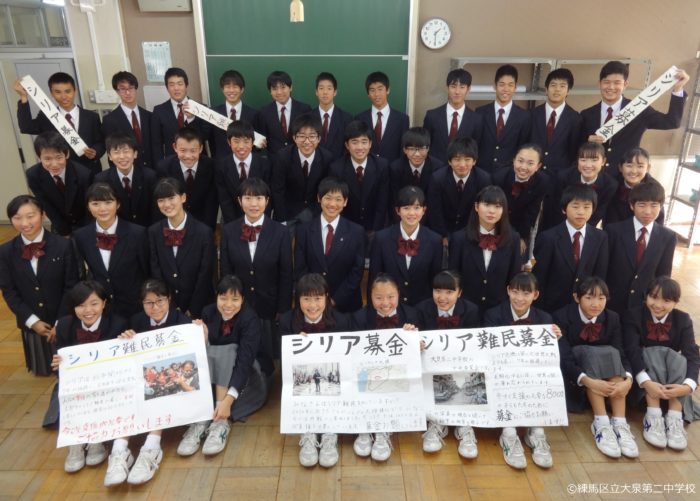 募金活動 UNHCR 中学生