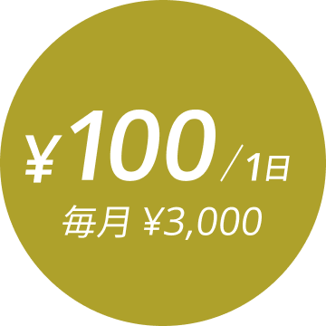 \100/1日 毎月\3,000